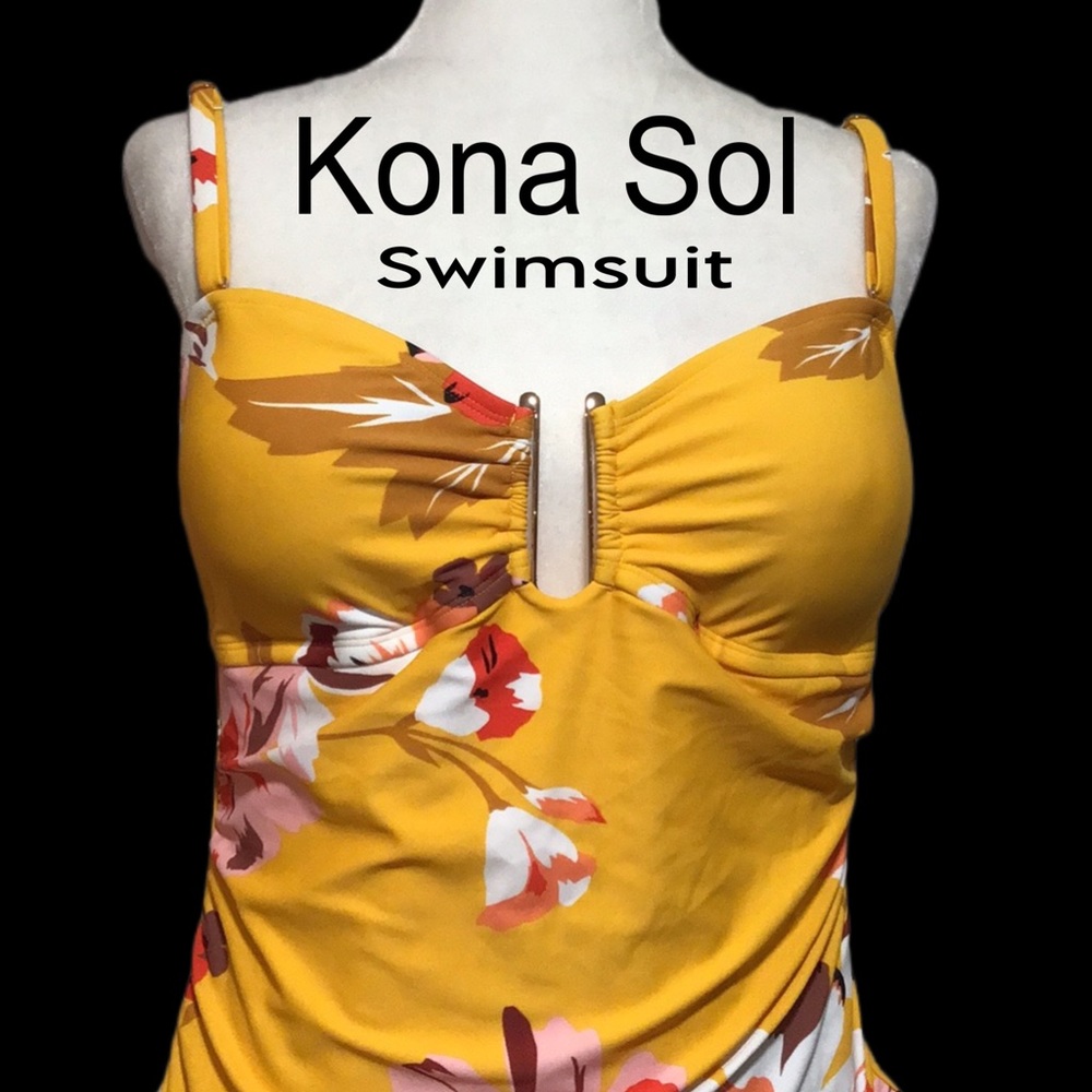 NWT Kona Sol One-Piece Swimsuit, High-Cut Leg, Removable Straps/Padding, Size L‎